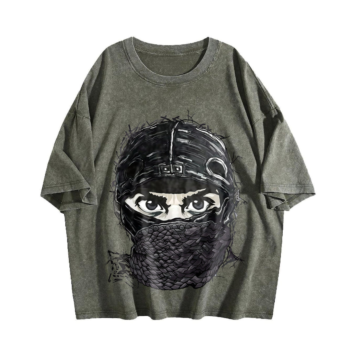 Masked Character N Letter Vintage Washed T-Shirt product image 4
