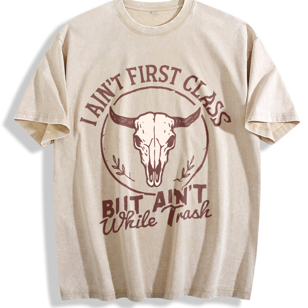 I Ain't First Class But White Trash Bull Skull Vintage product image 1