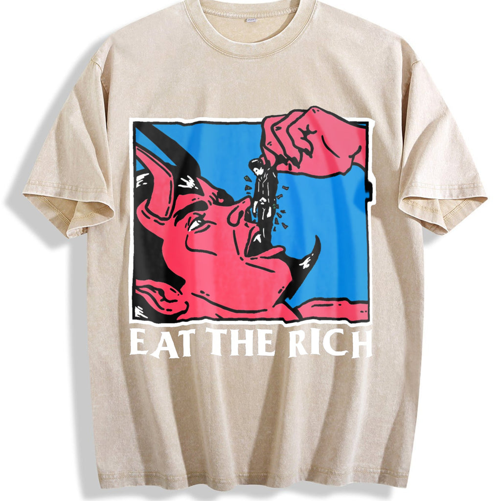 Eat The Rich Devil Vintage Washed T-Shirt product image 1