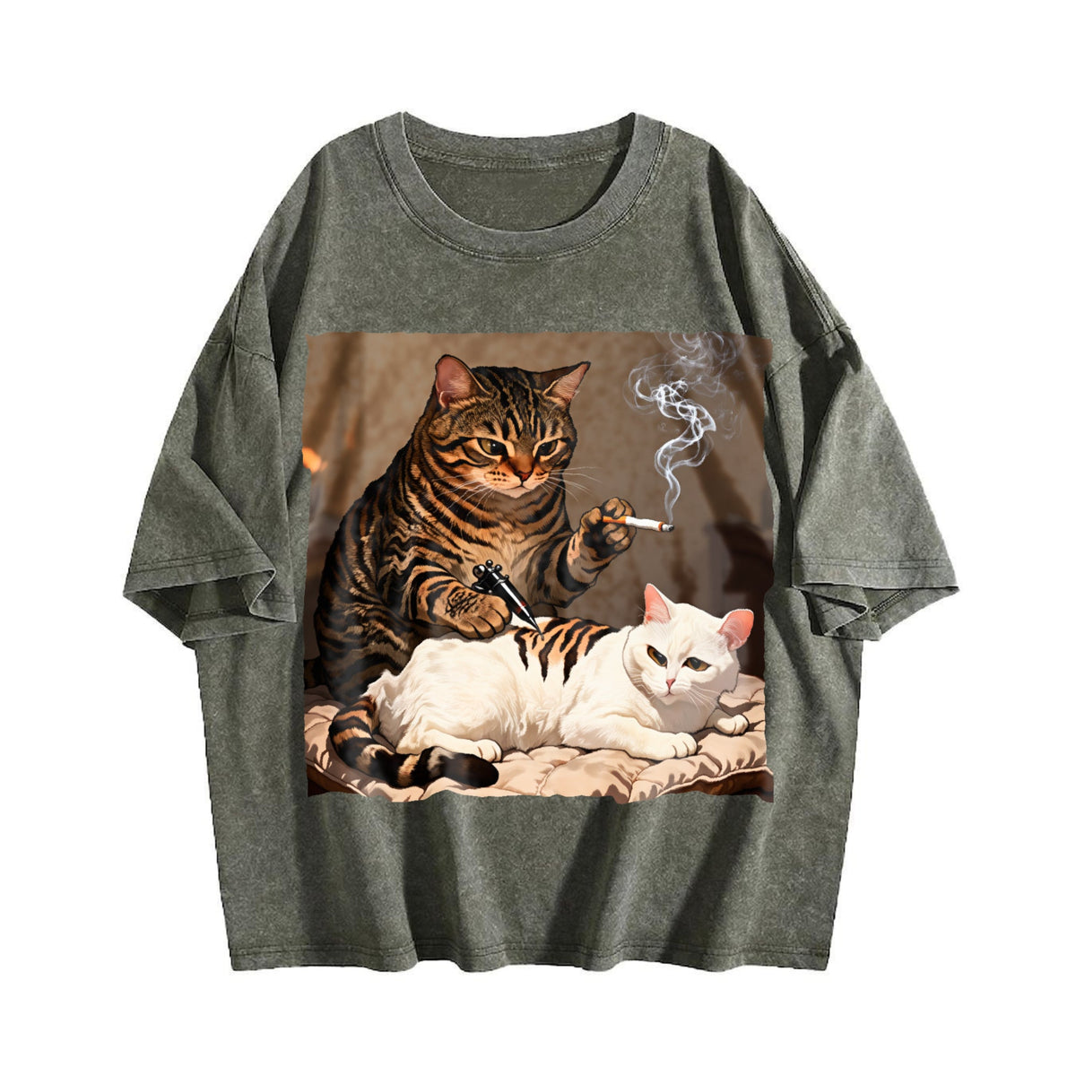 Funny Cat Tattoo Artist Vintage Washed T-Shirt product image 4