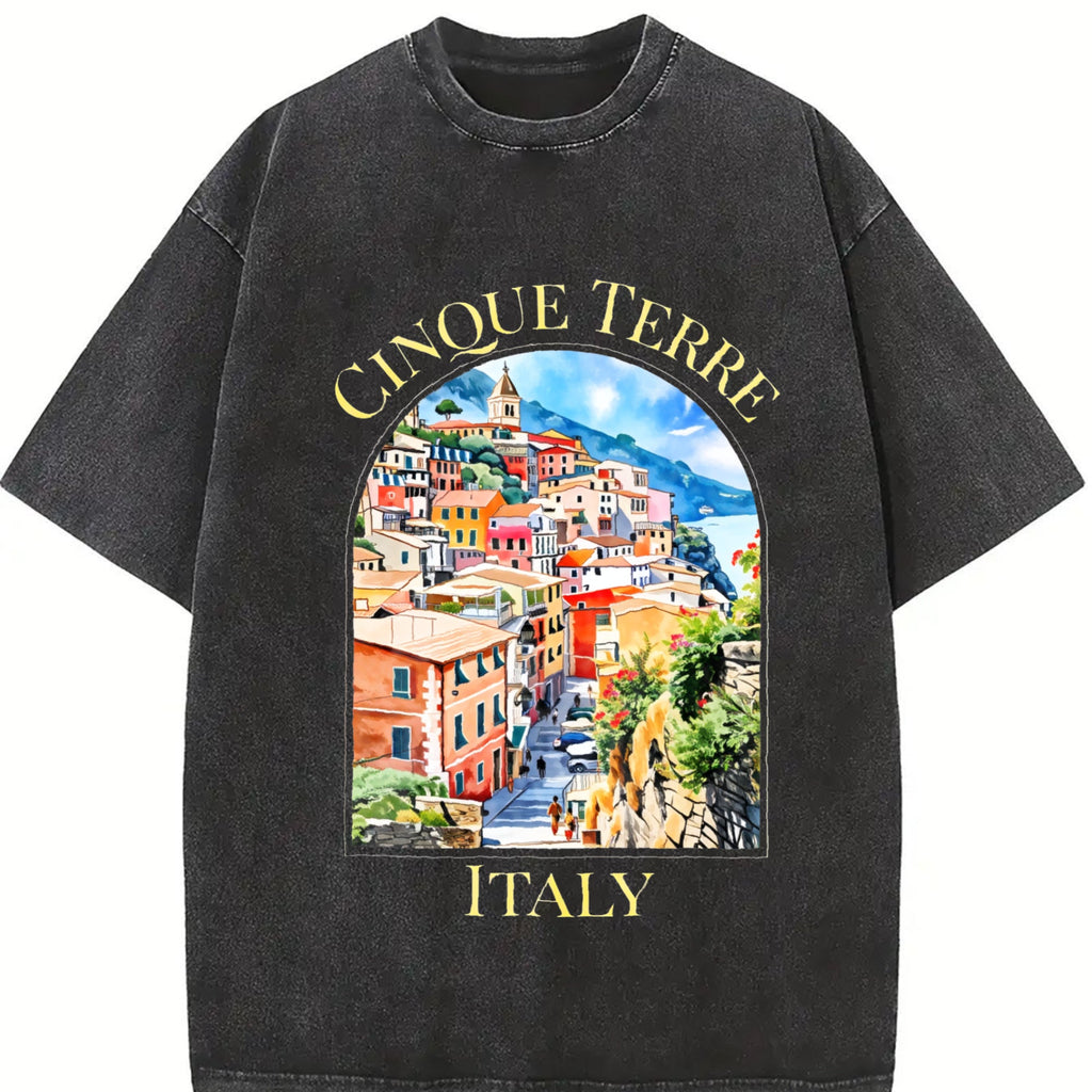 Cinque Terre Italy Vintage Washed T-Shirt product image 2