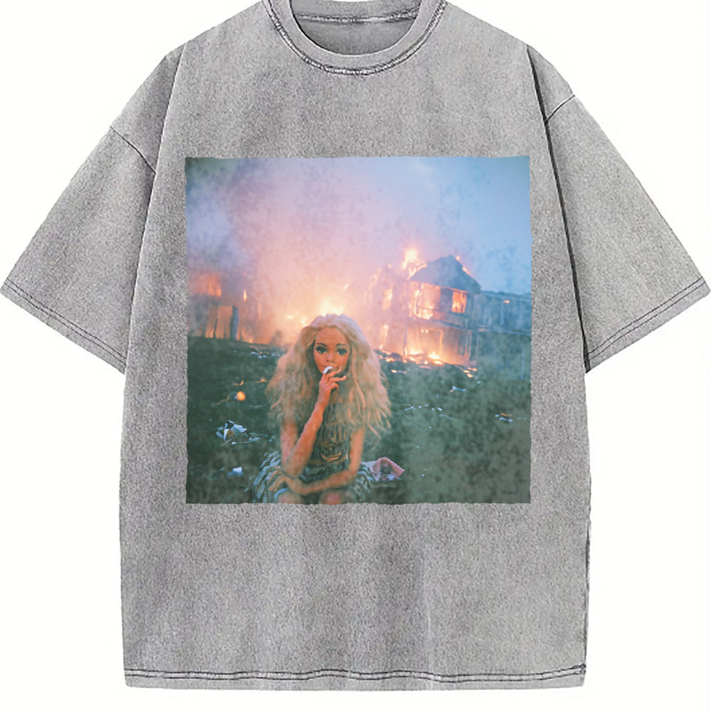 Doll and a Burning City Vintage Washed T-Shirt product image 5
