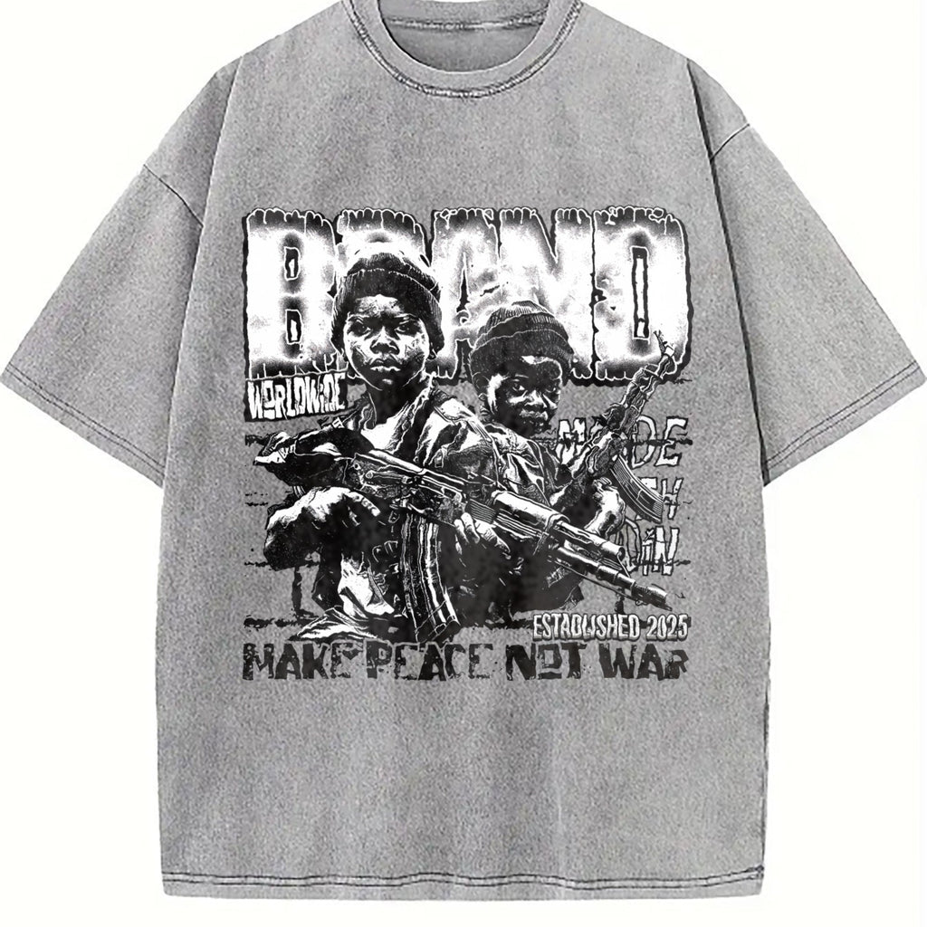 Make Peace Not War Soldier Art Vintage Washed T-Shirt product image 5
