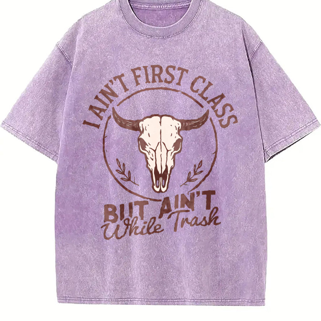 I Ain't First Class But White Trash Bull Skull Vintage product image 6