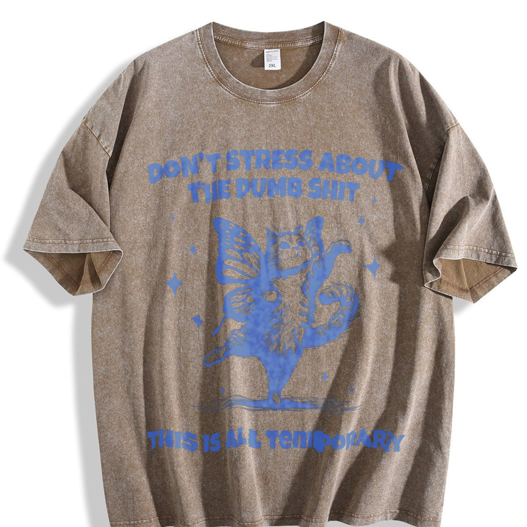 Cat With Butterfly Wings Funny 90s Vintage Washed T-Shirt product image 3