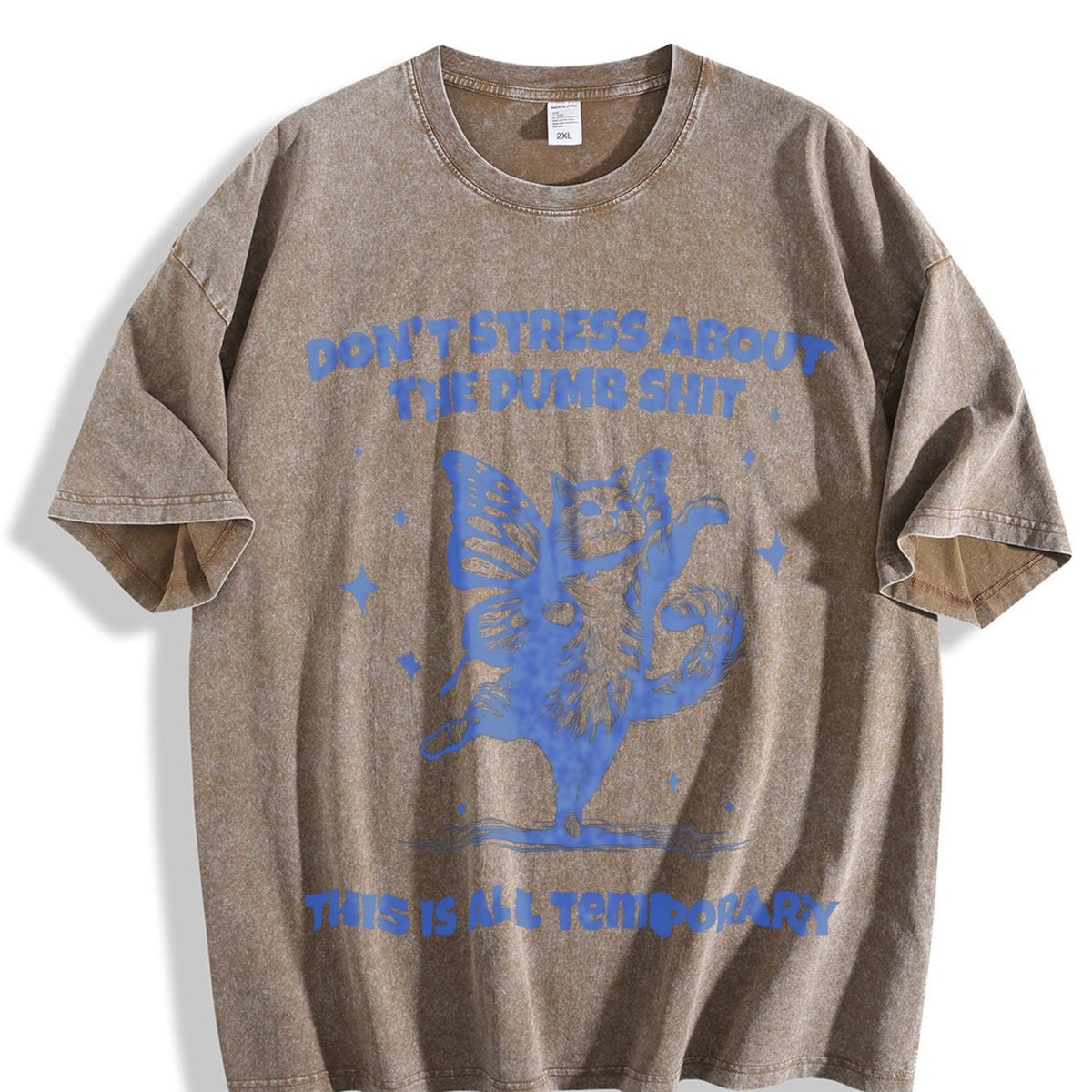 Cat With Butterfly Wings Funny 90s Vintage Washed T-Shirt product image 3