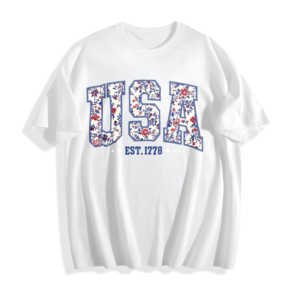Floral USA Est 1776 Cotton T-Shirt product image 2