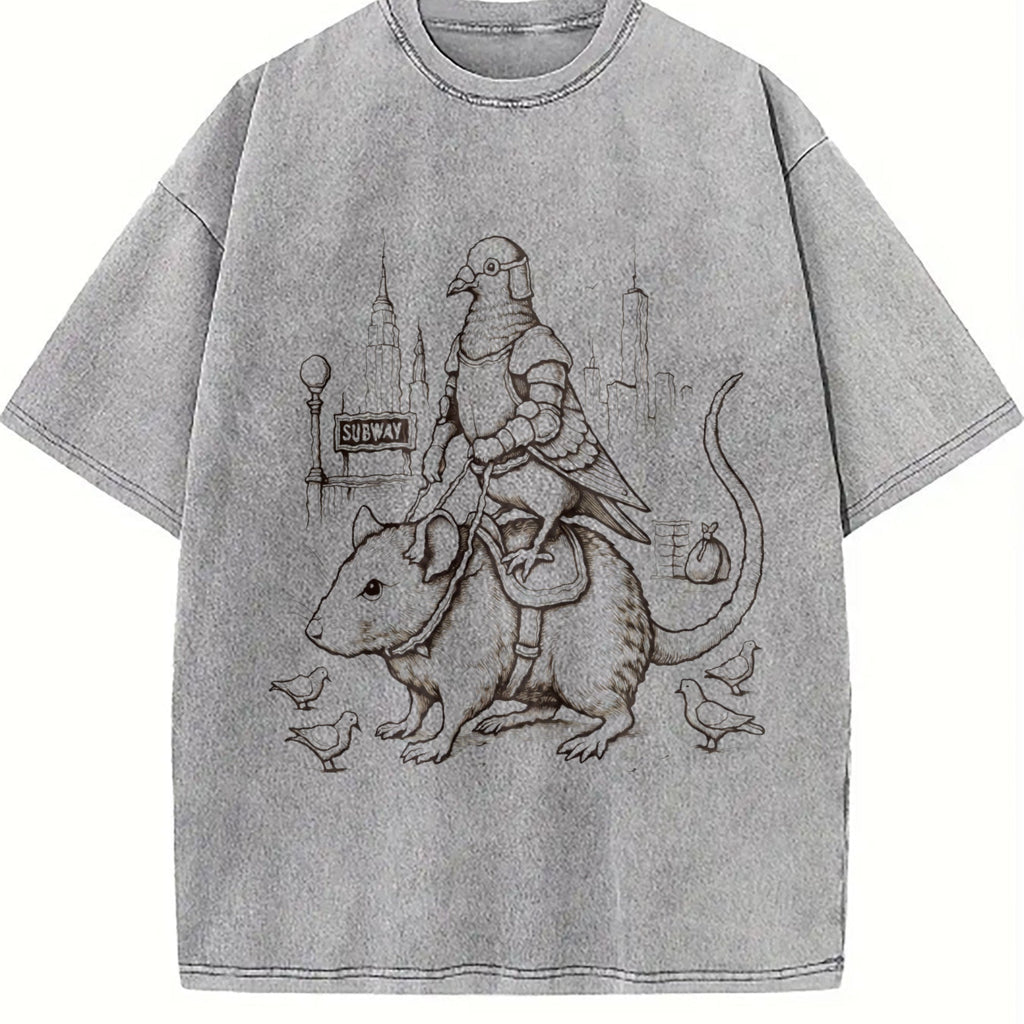 Pigeon Knight Rat Mount : NYC Rider Vintage Washed T-Shirt product image 5