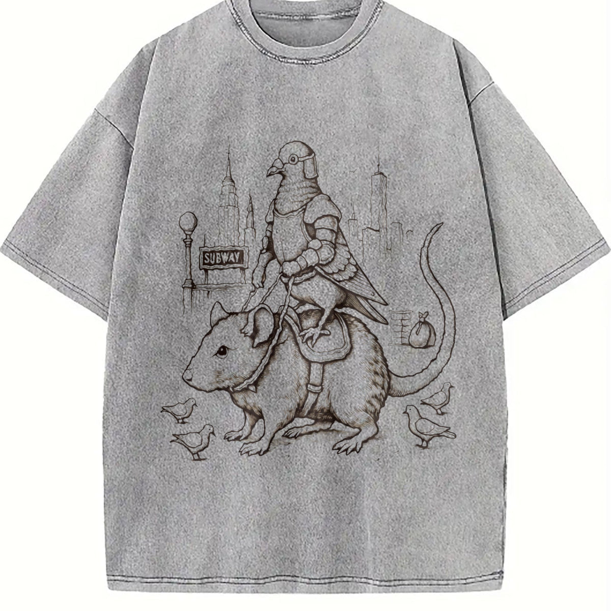 Pigeon Knight Rat Mount : NYC Rider Vintage Washed T-Shirt product image 5