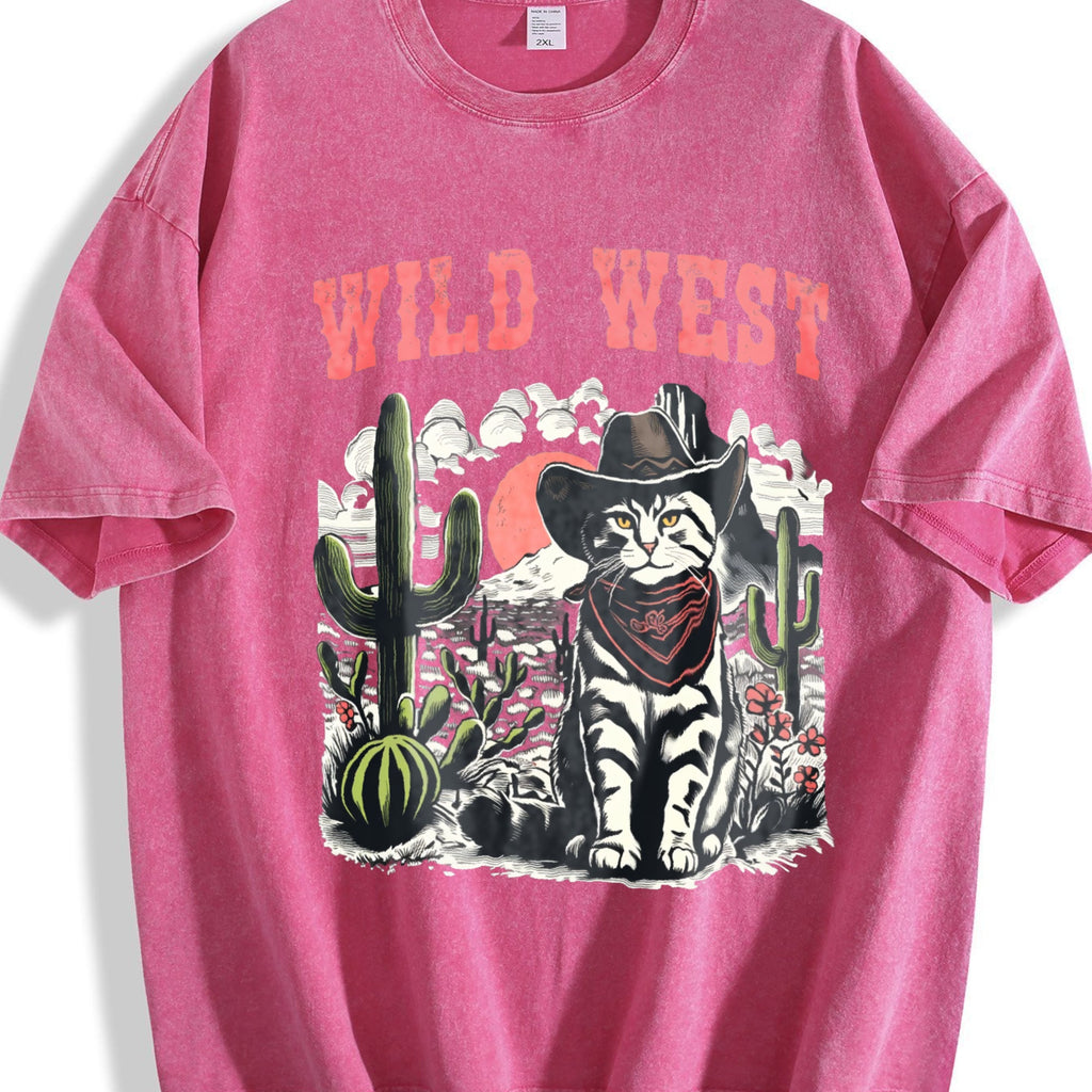 Wild West Cowboy Cat Vintage Washed T-Shirt product image 7