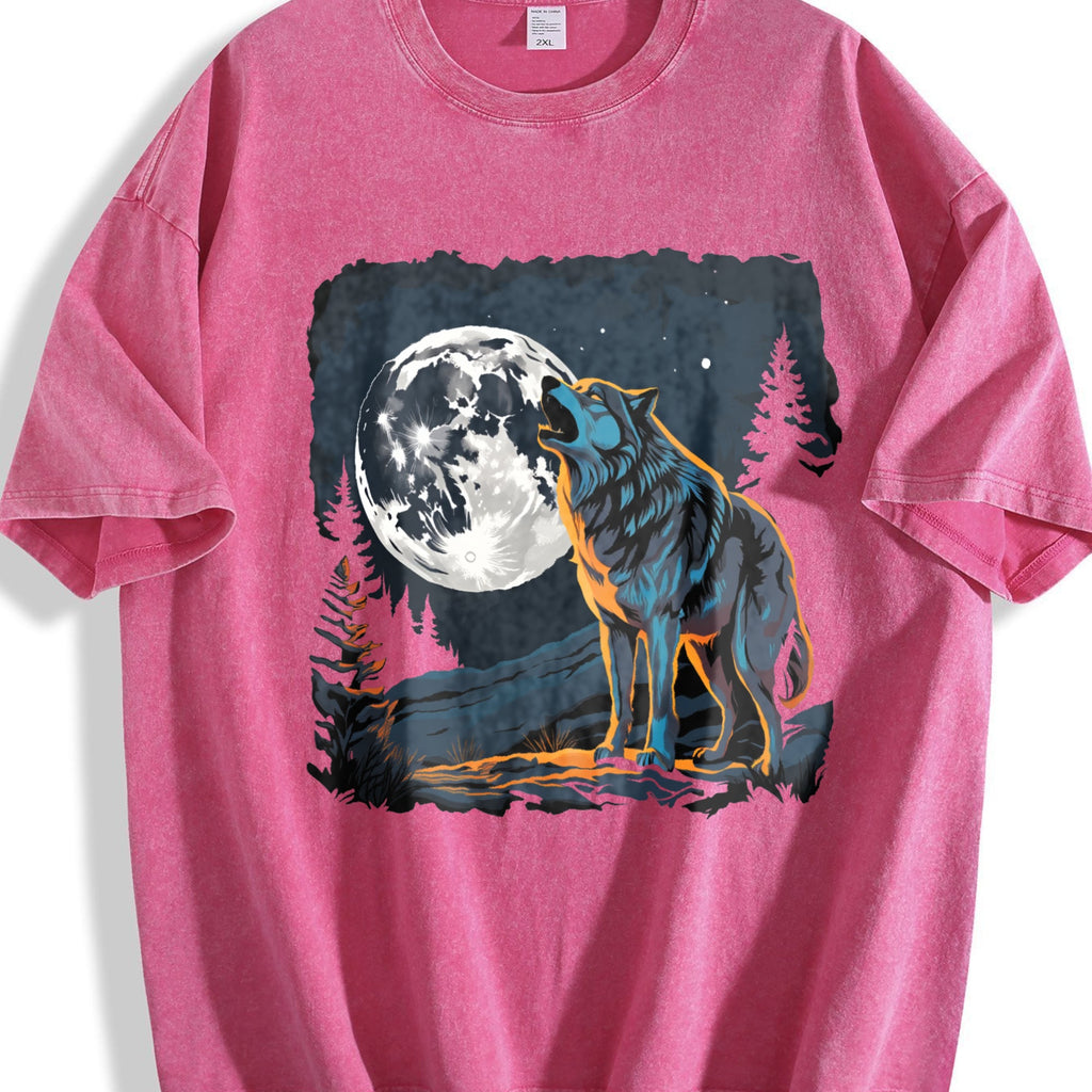 Wolf Howling Y2K Teenager Vintage Washed T-Shirt product image 7