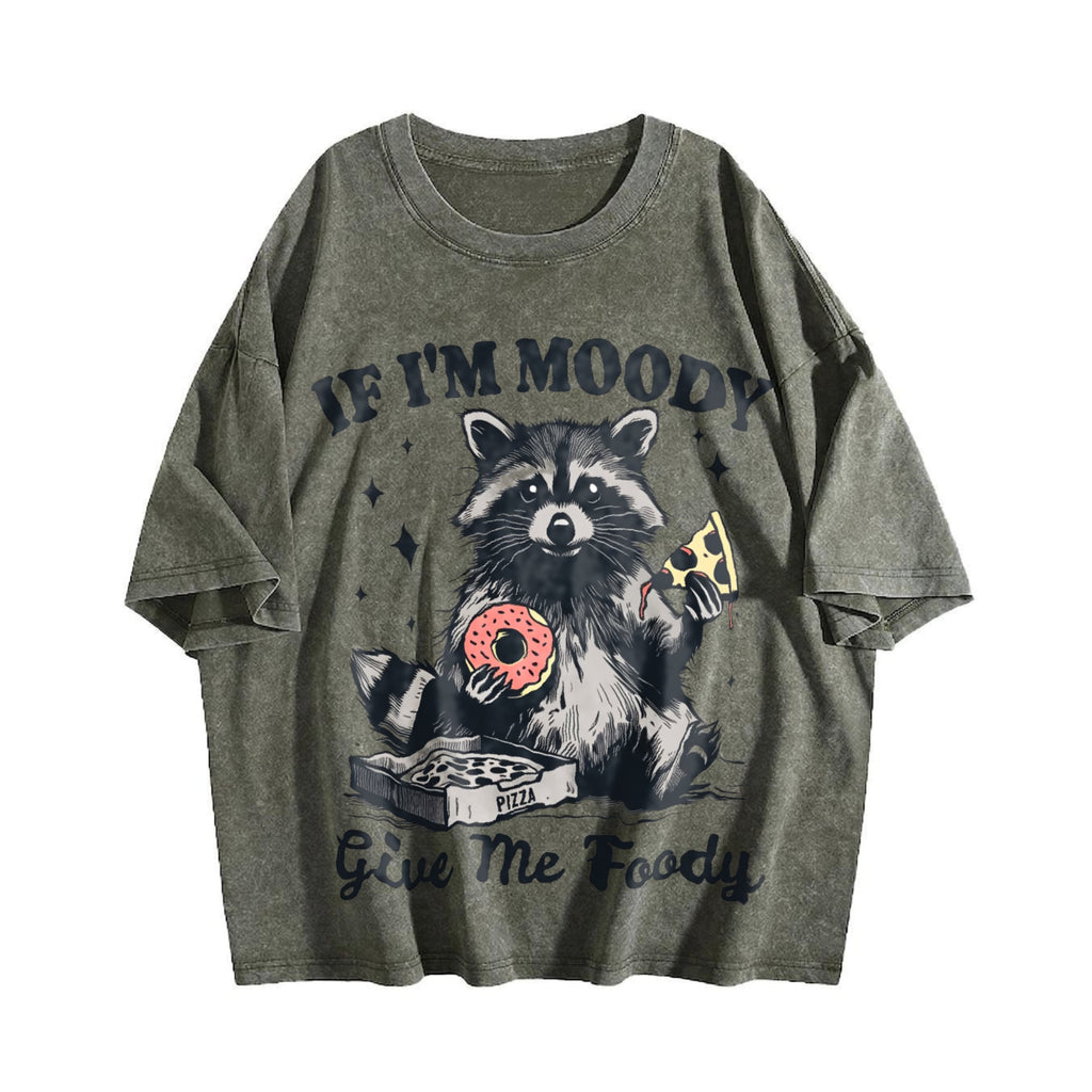 Raccoon If I'm Moody Give Me Foody Vintage Washed T-Shirt product image 4