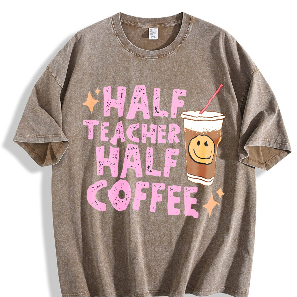 Half Teacher Coffee Vintage Washed T-Shirt product image 3