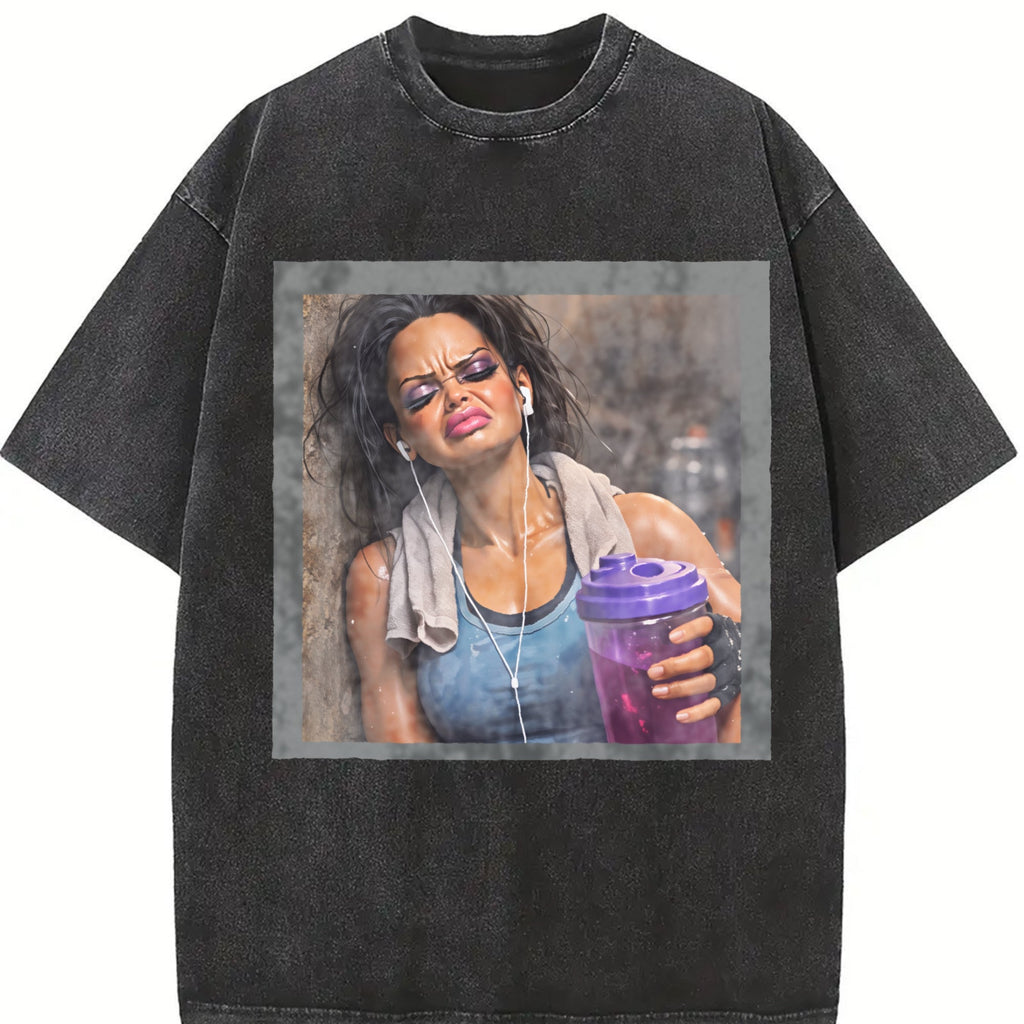 Grumpy Doll with a Gym Shaker Vintage Washed T-Shirt product image 2