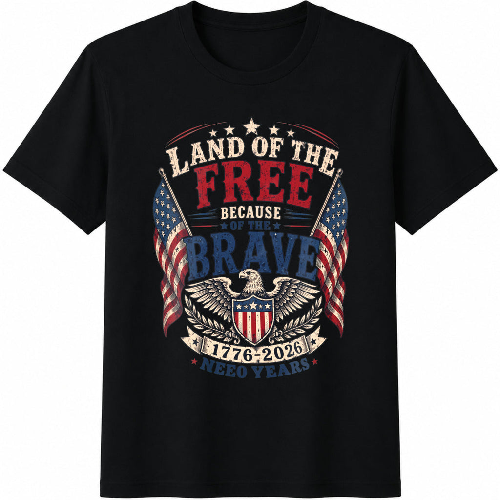 Land Of The Free Because Of Brave 1776-2026 Cotton T-Shirt product image 1