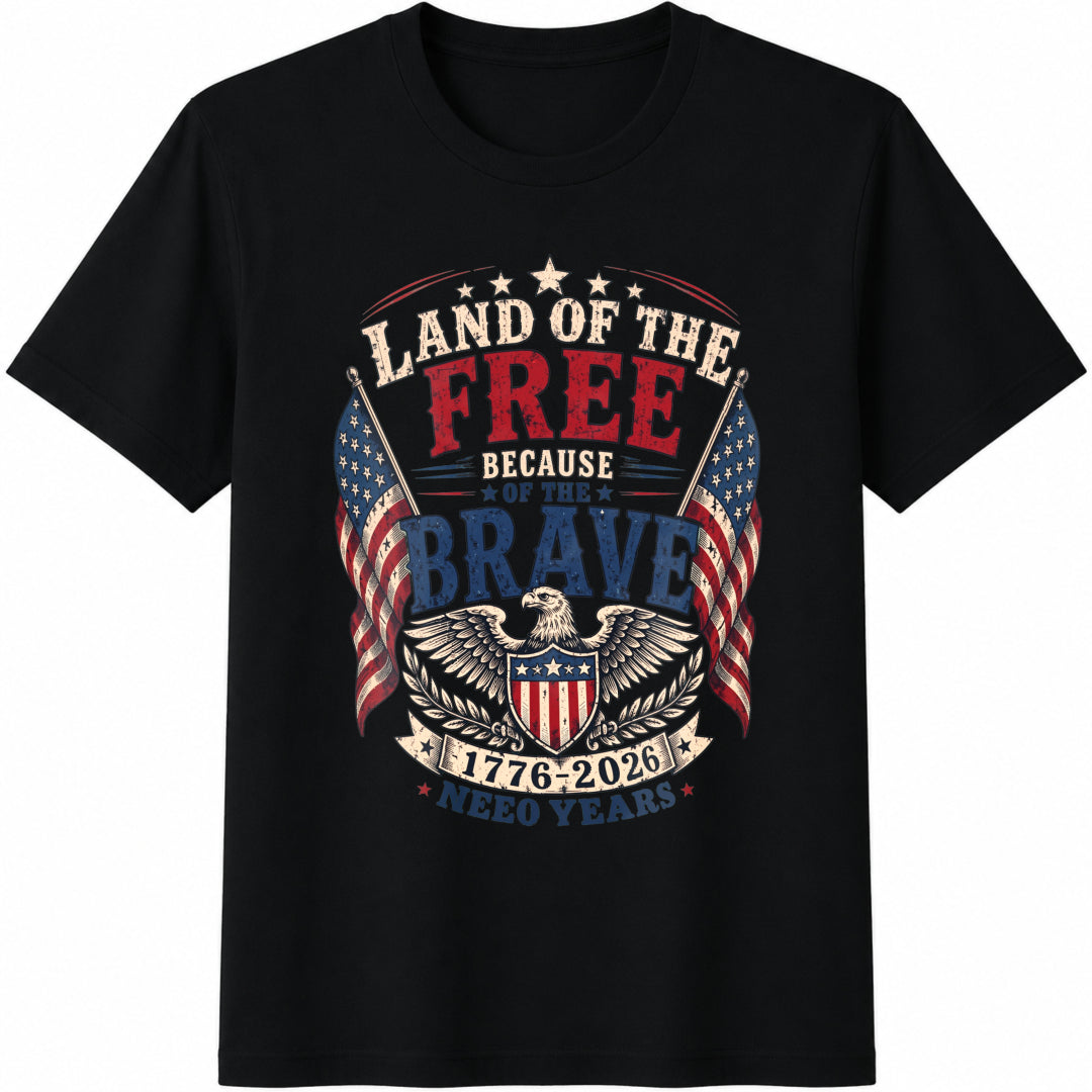 Land Of The Free Because Of Brave 1776-2026 Cotton T-Shirt product image 1