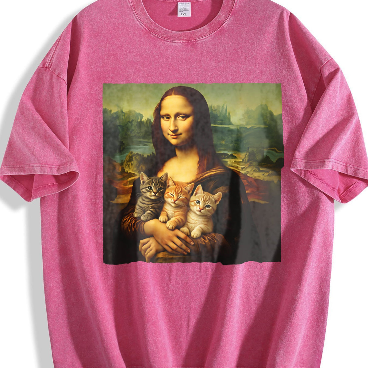 Mona Lisa Cat Vintage Washed T-Shirt product image 7