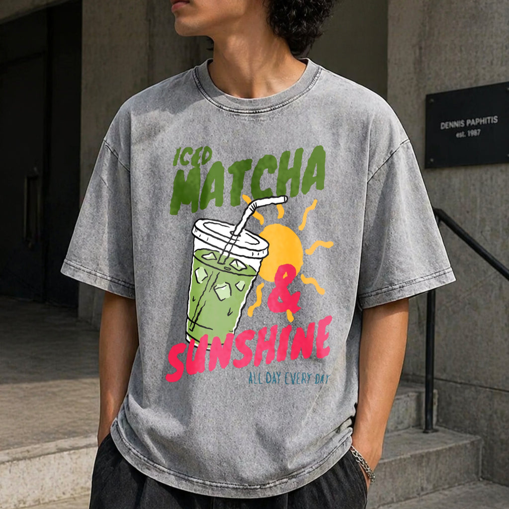 Iced Matcha Sunshine Vintage Washed T-Shirt product image 5