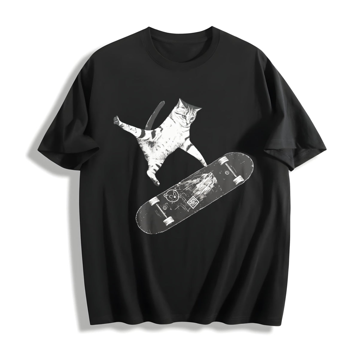 Skateboarding Cat Cotton T-Shirt product image 1