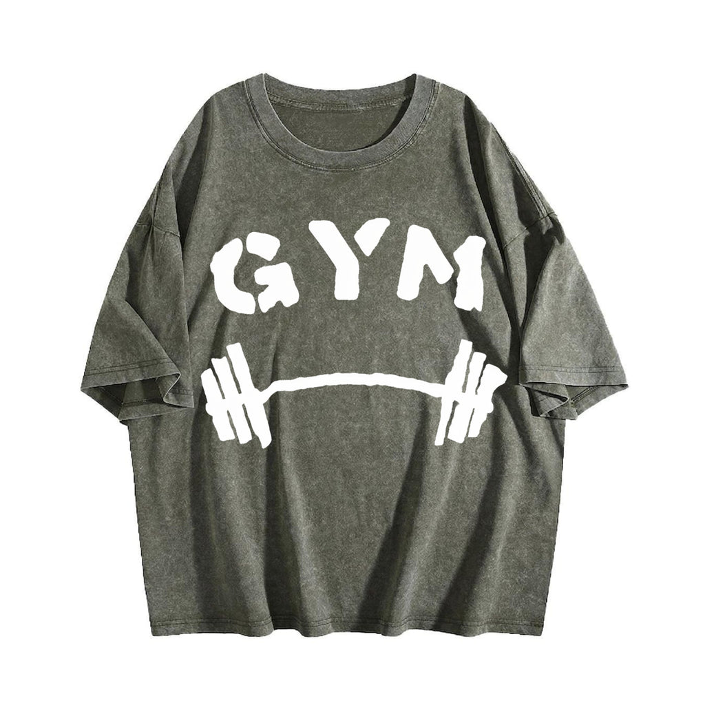Vibrant Red Gym With Dumbbell Vintage Washed T-Shirt product image 4