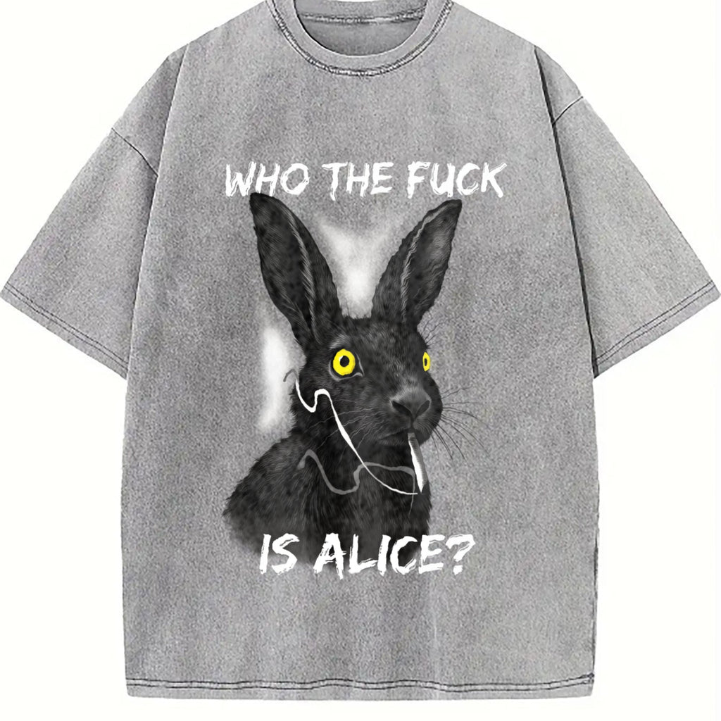 Funny Rabbit - Who The F Ck Is Alice Meme Vintage Washed product image 5