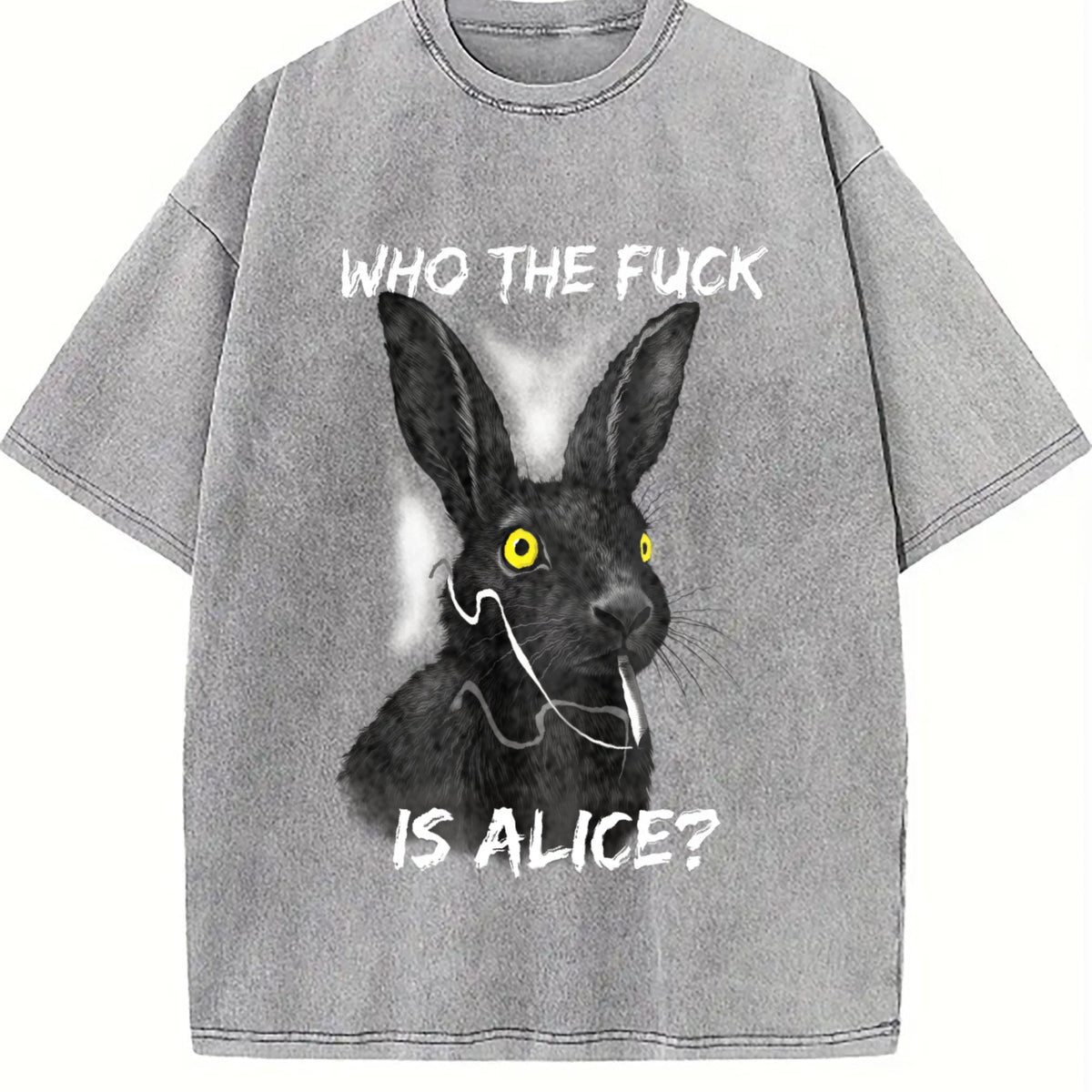 Funny Rabbit - Who The F Ck Is Alice Meme Vintage Washed product image 5
