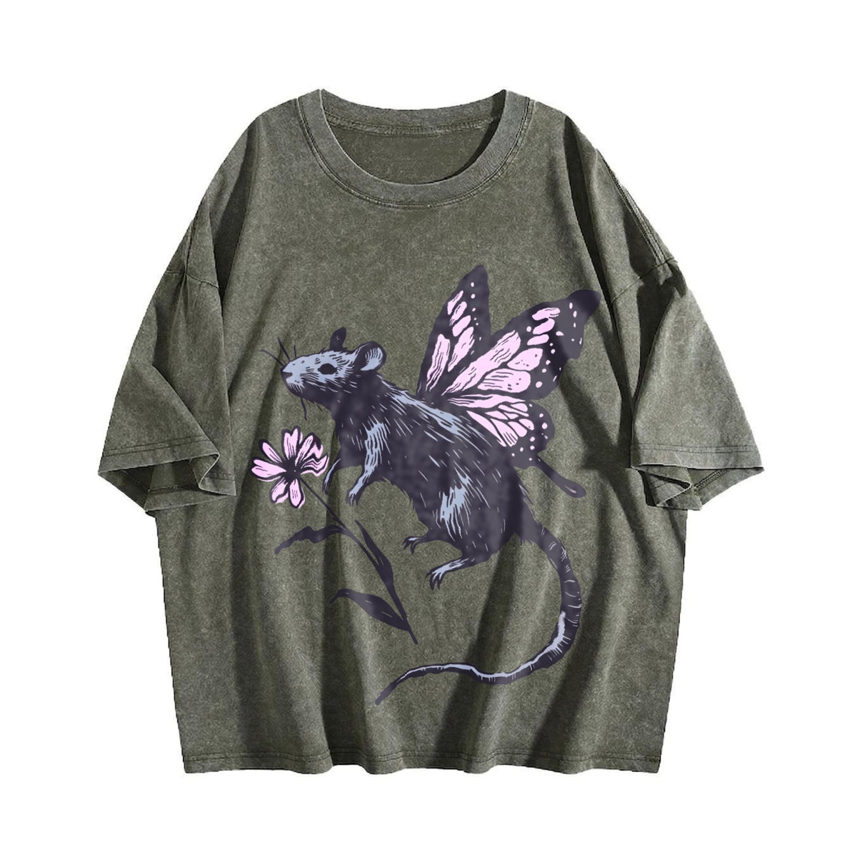 Rat Butterfly Wings Vintage Washed T-Shirt product image 4