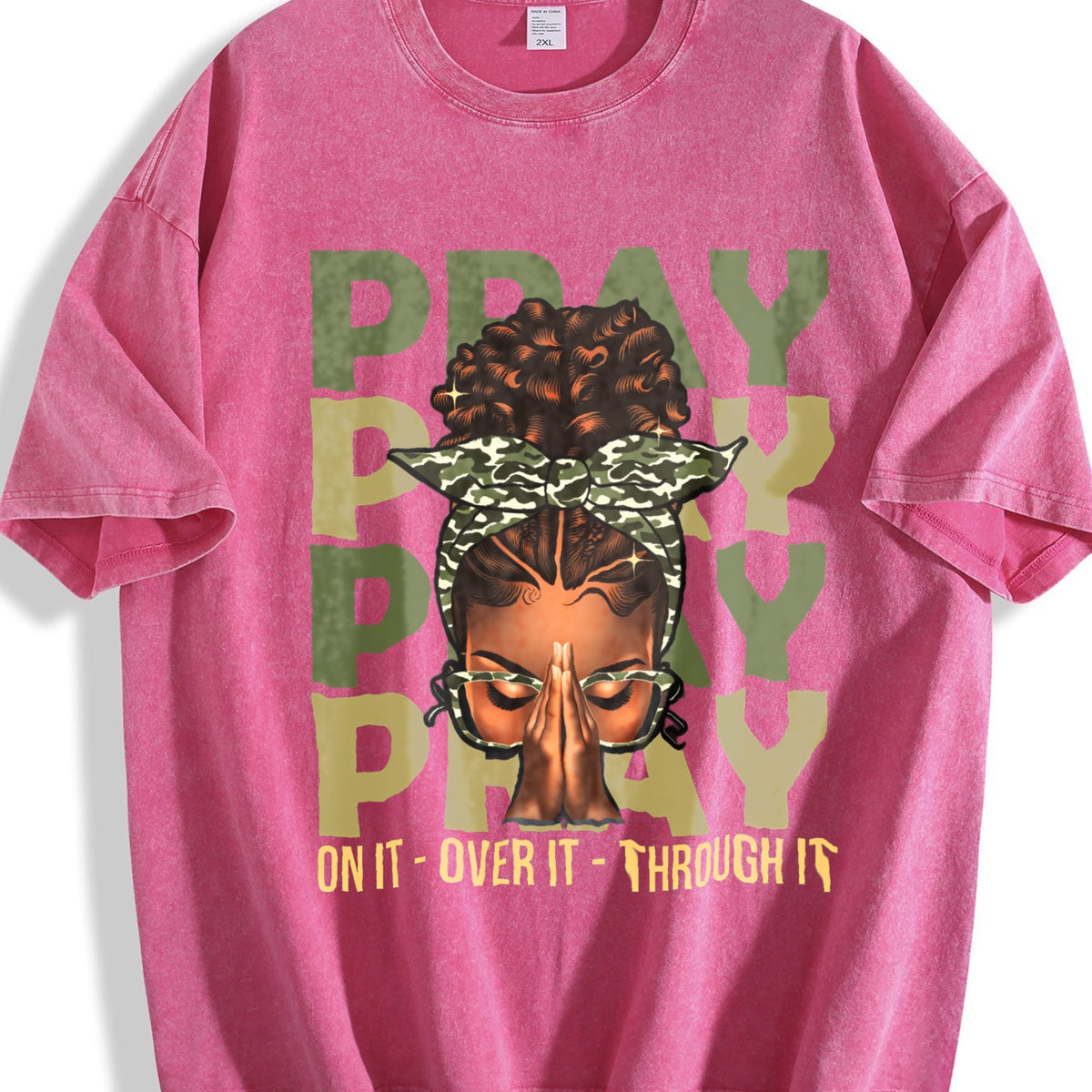Pray On It Over It Black Woman Afro Christian Vintage product image 7