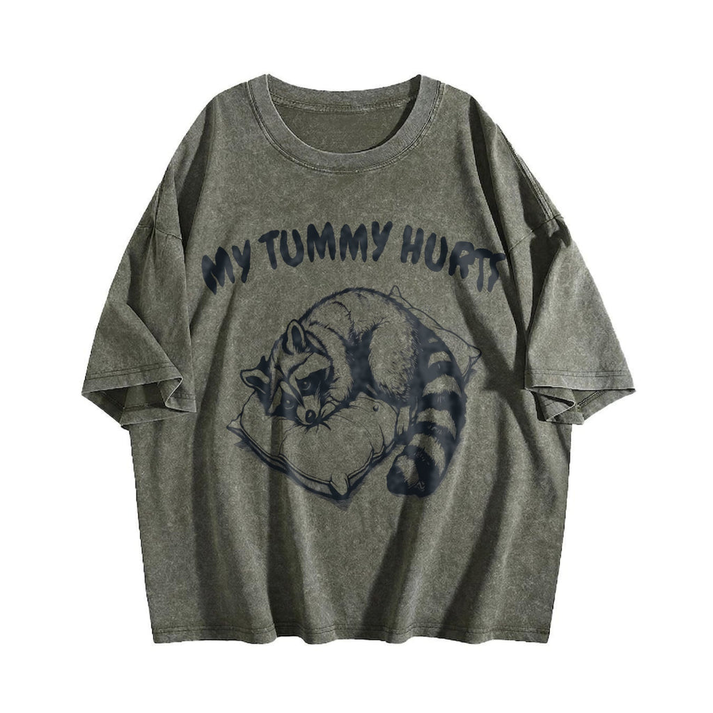 Cute Raccoon My Tummy Hurts 90s Vintage Washed T-Shirt product image 4
