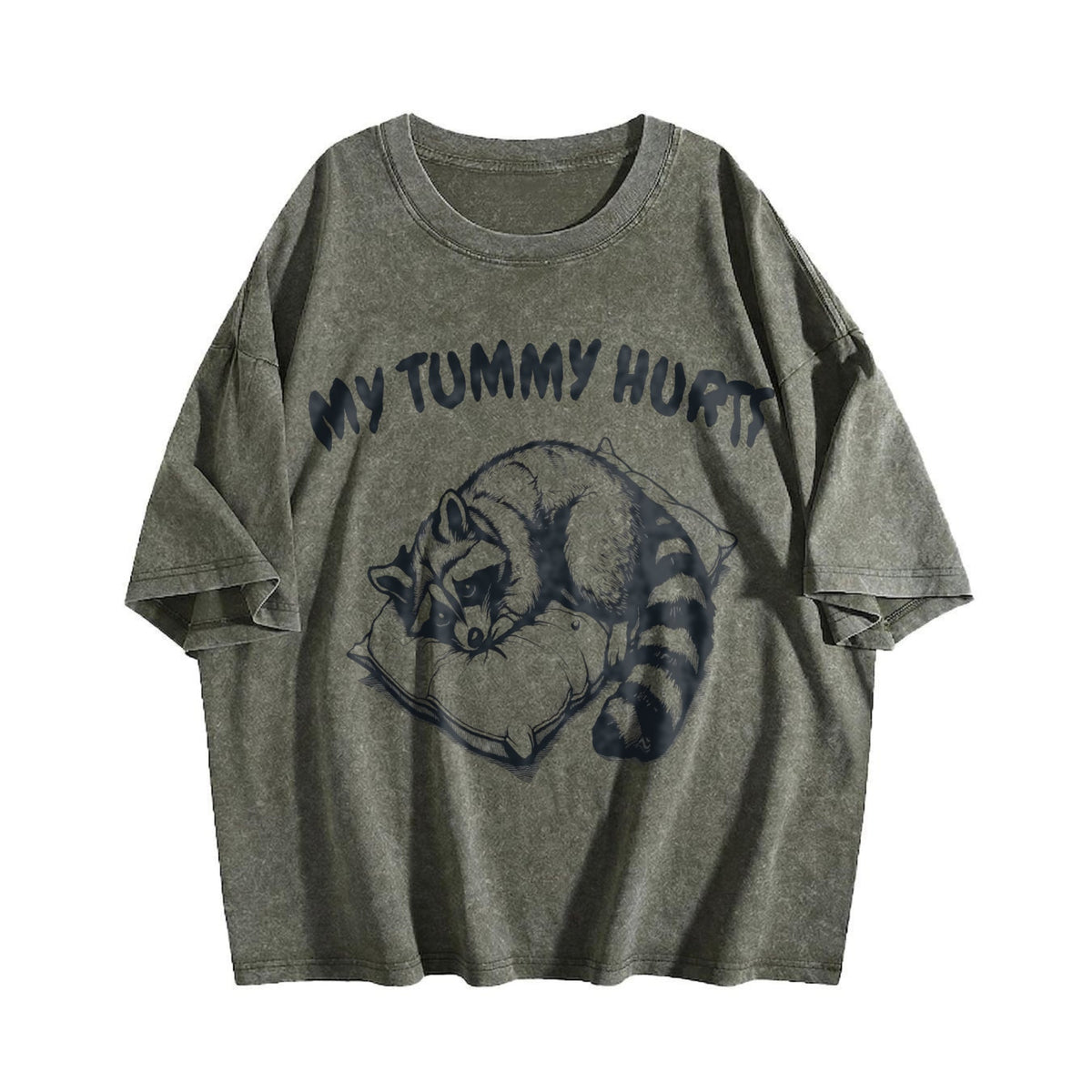 Cute Raccoon My Tummy Hurts 90s Vintage Washed T-Shirt product image 4