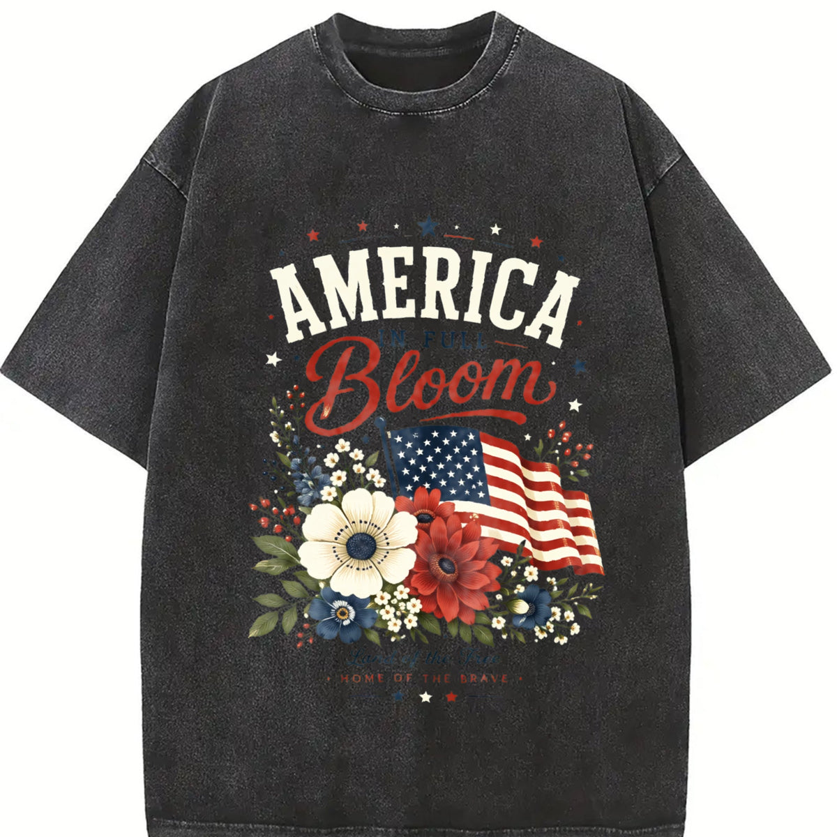 America Bloom - Patriotic Floral Flag 4th Of July Vintage product image 2