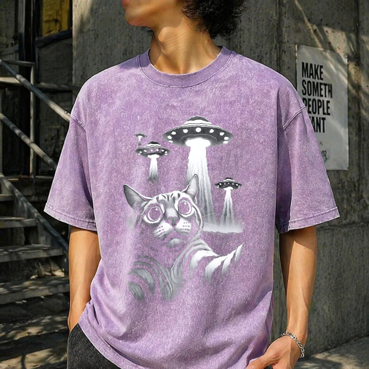 UFO Cat Vintage Washed T-Shirt product image 6