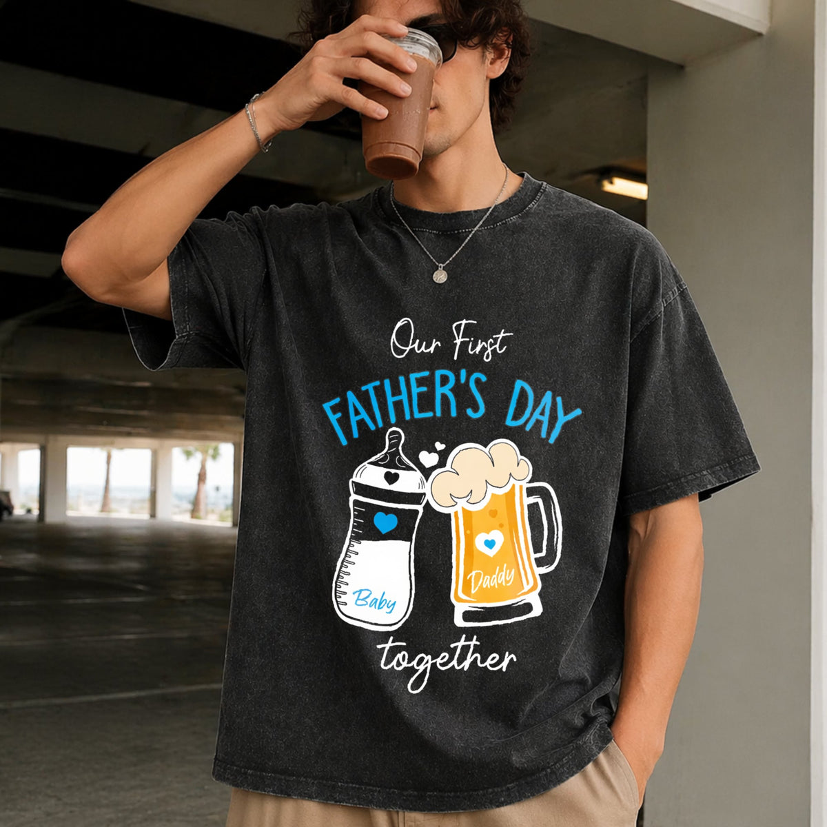 1st Fathers Day Vintage Washed T-Shirt product image 2