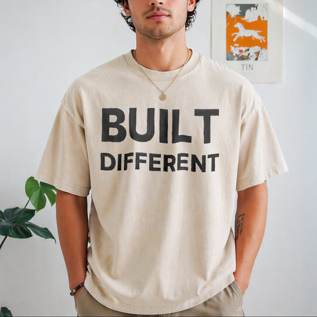 Wyc - With Built Different Slogan Vintage Washed T-Shirt product image 1