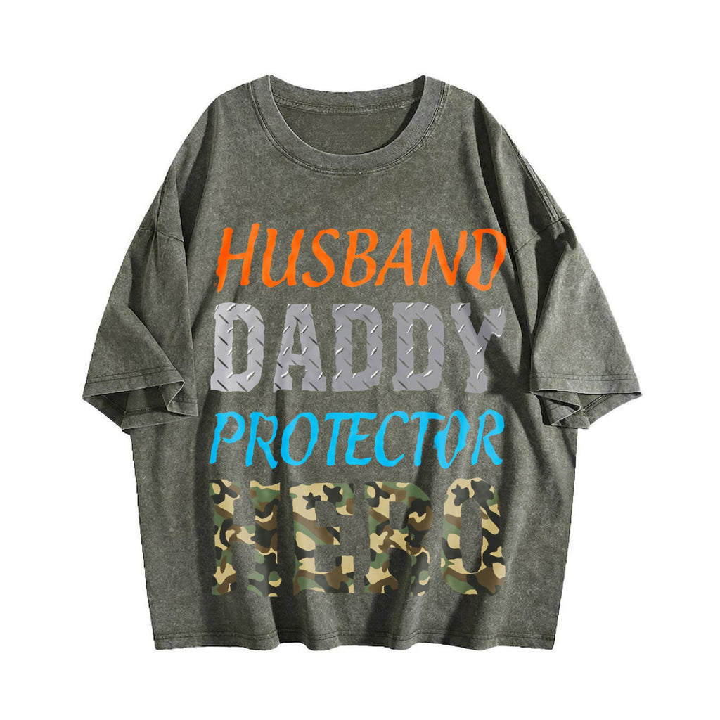 Husband Daddy Protector Hero Vintage Washed T-Shirt product image 4