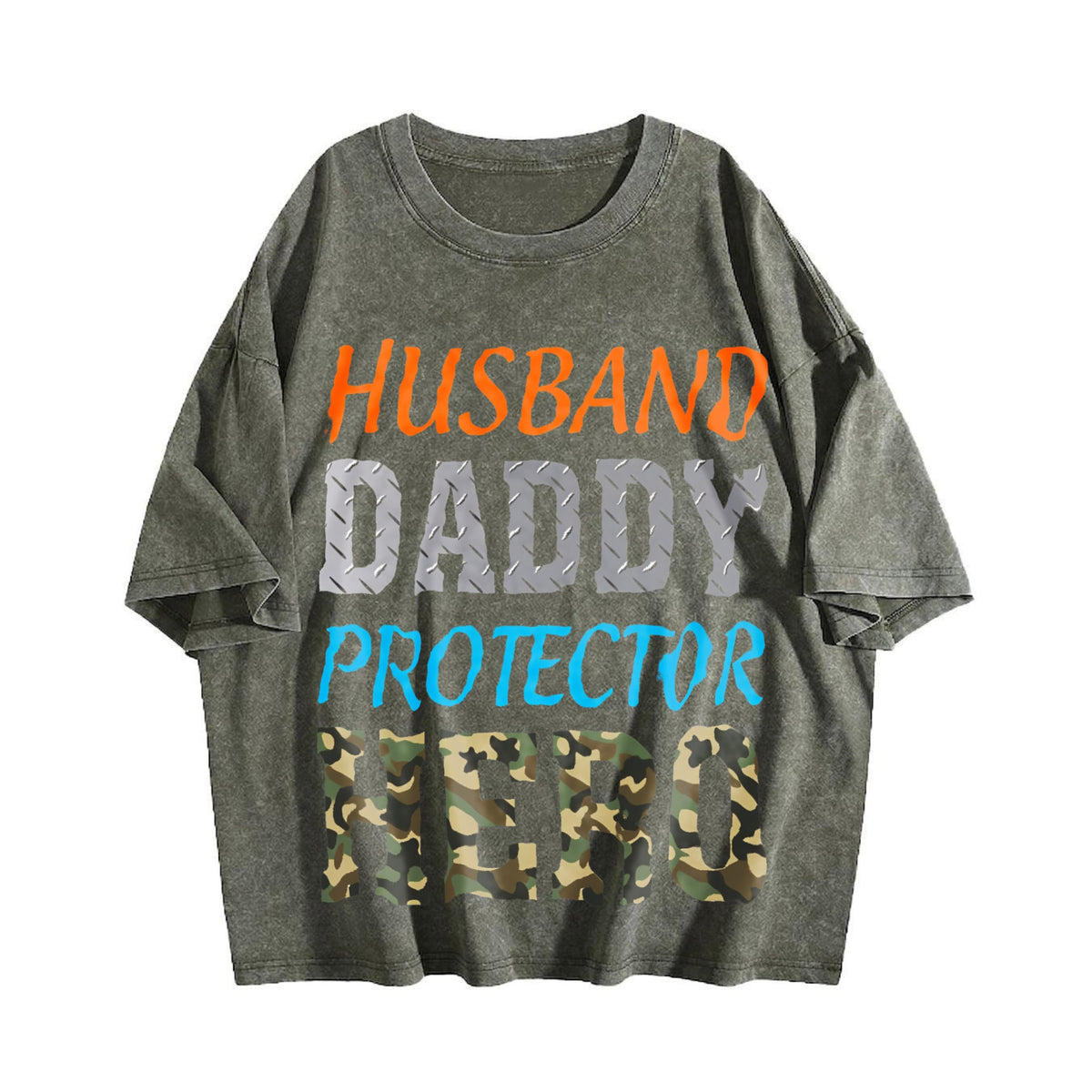 Husband Daddy Protector Hero Vintage Washed T-Shirt product image 4