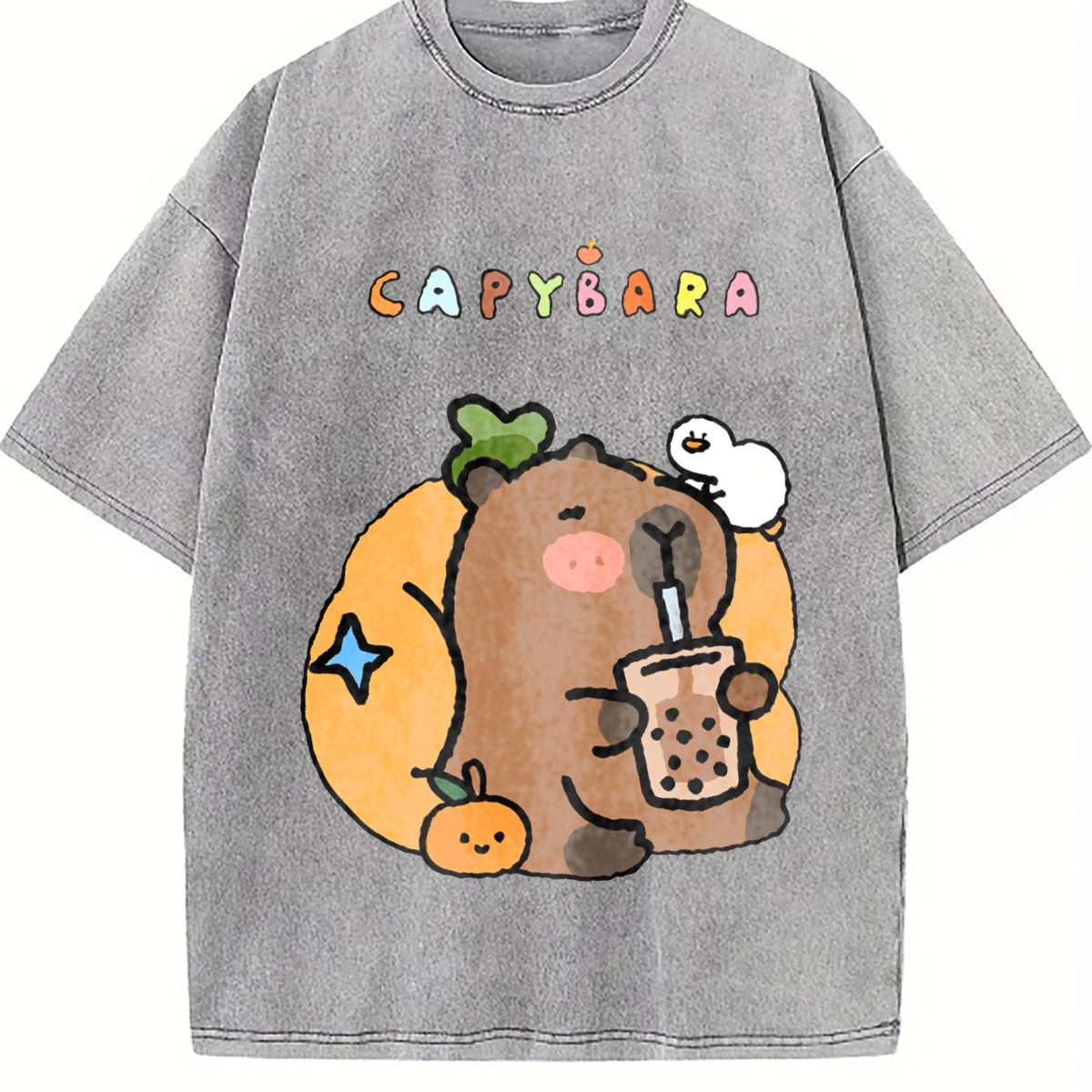 New Spring Summer Cool Capybara Cartoon Vintage Washed product image 5