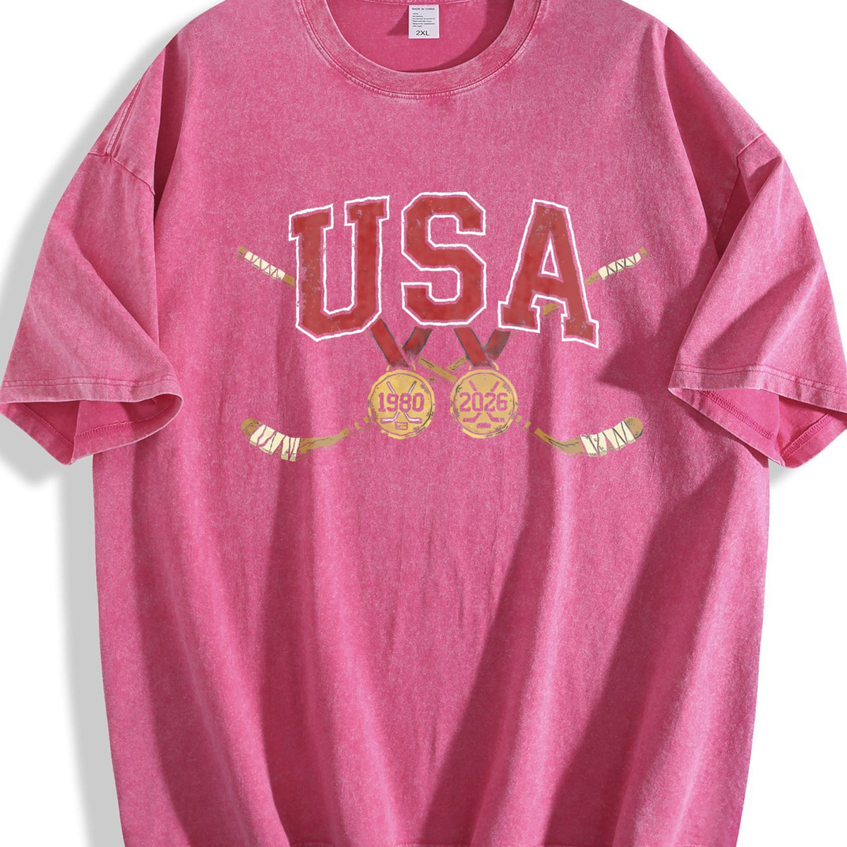 USA Crossed Hockey Sticks Vintage Washed T-Shirt product image 7