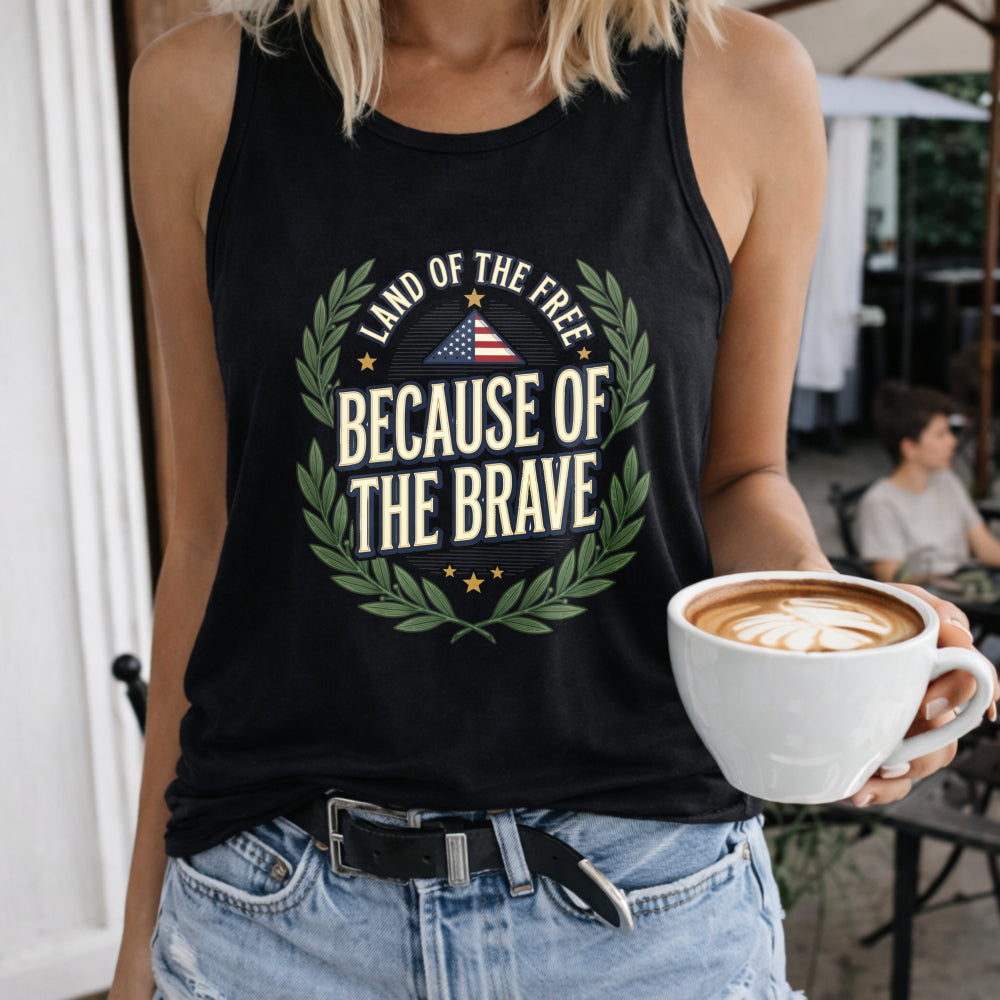 Land Of The Free Because Of The Brave Veteran Tribute Women's Tank Top