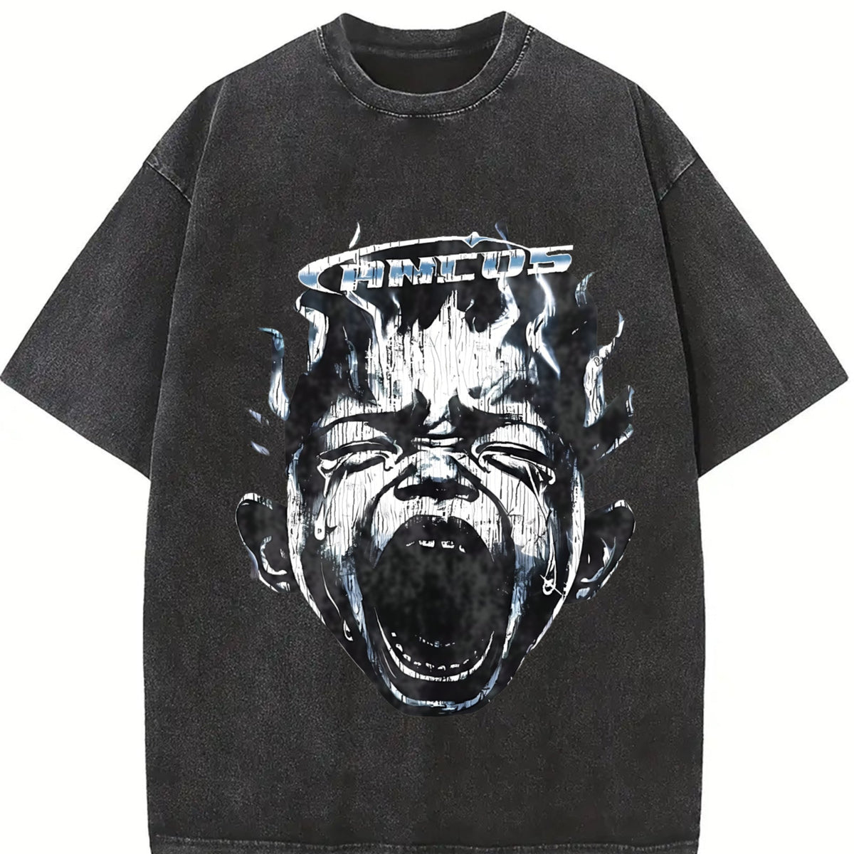Screaming Face Flame Vintage Washed T-Shirt product image 2