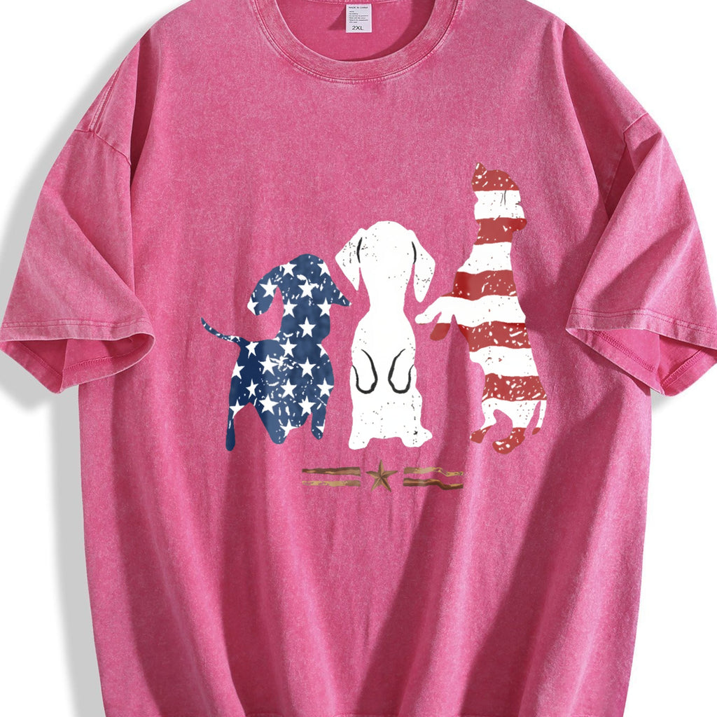 Patriotic Dog Silhouette Boxy Y2K Aesthetic Summer Vintage product image 7