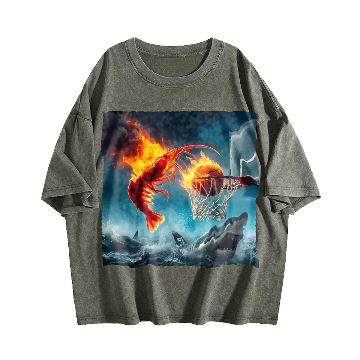 100 Shrimp Dunking On Shark Funny Fishing Meme Vintage product image 4