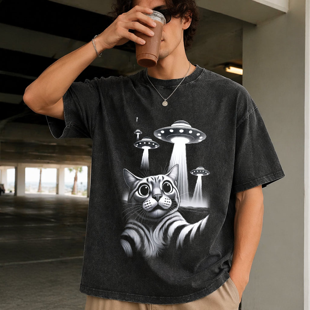 UFO Cat Vintage Washed T-Shirt product image 2