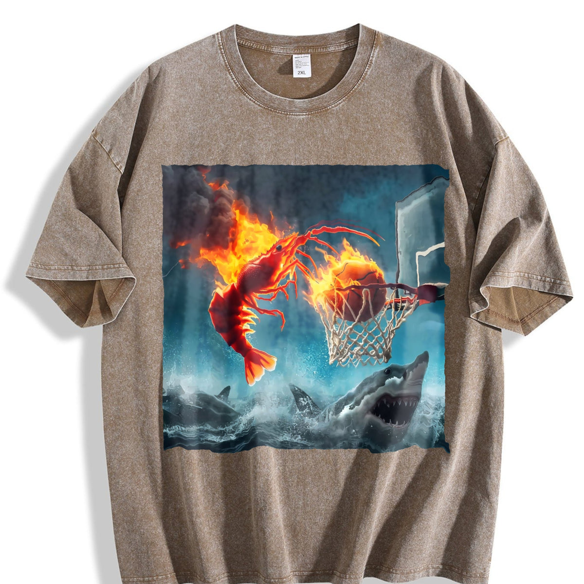 100 Shrimp Dunking On Shark Funny Fishing Meme Vintage product image 3