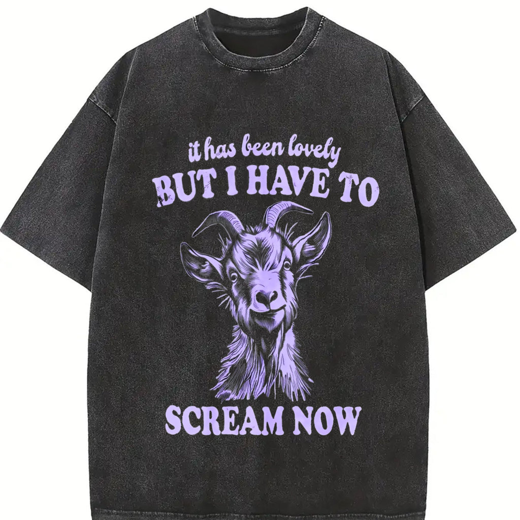Funny Goat I Have To Scream Now 90's Vintage Washed T-Shirt product image 2