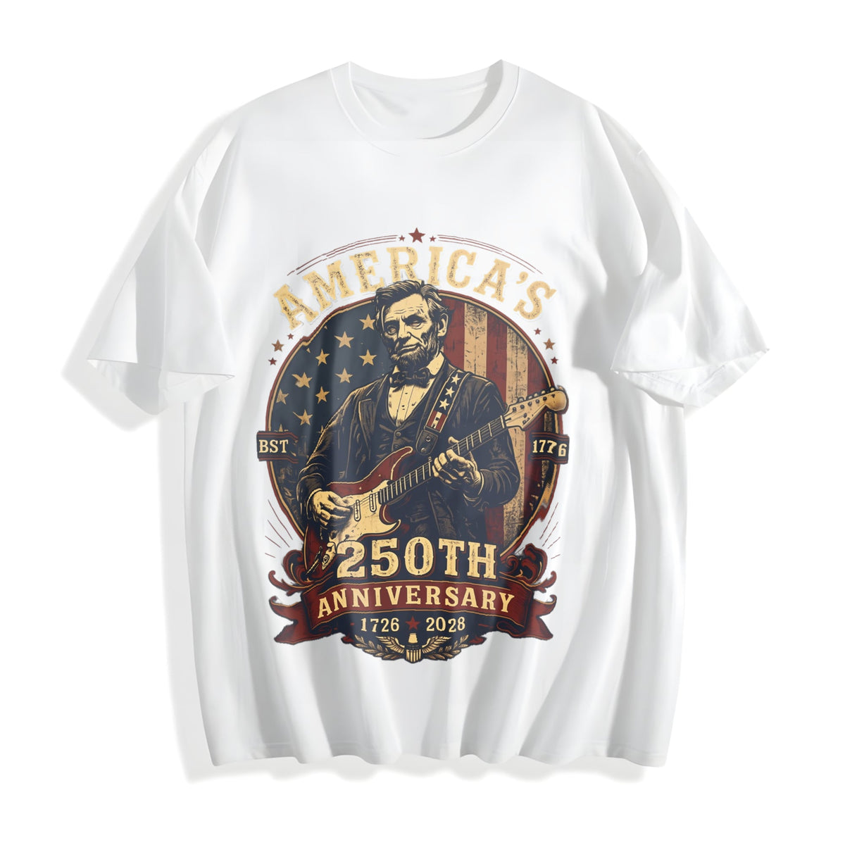 Abraham Lincoln Guitar Cotton T-Shirt product image 2