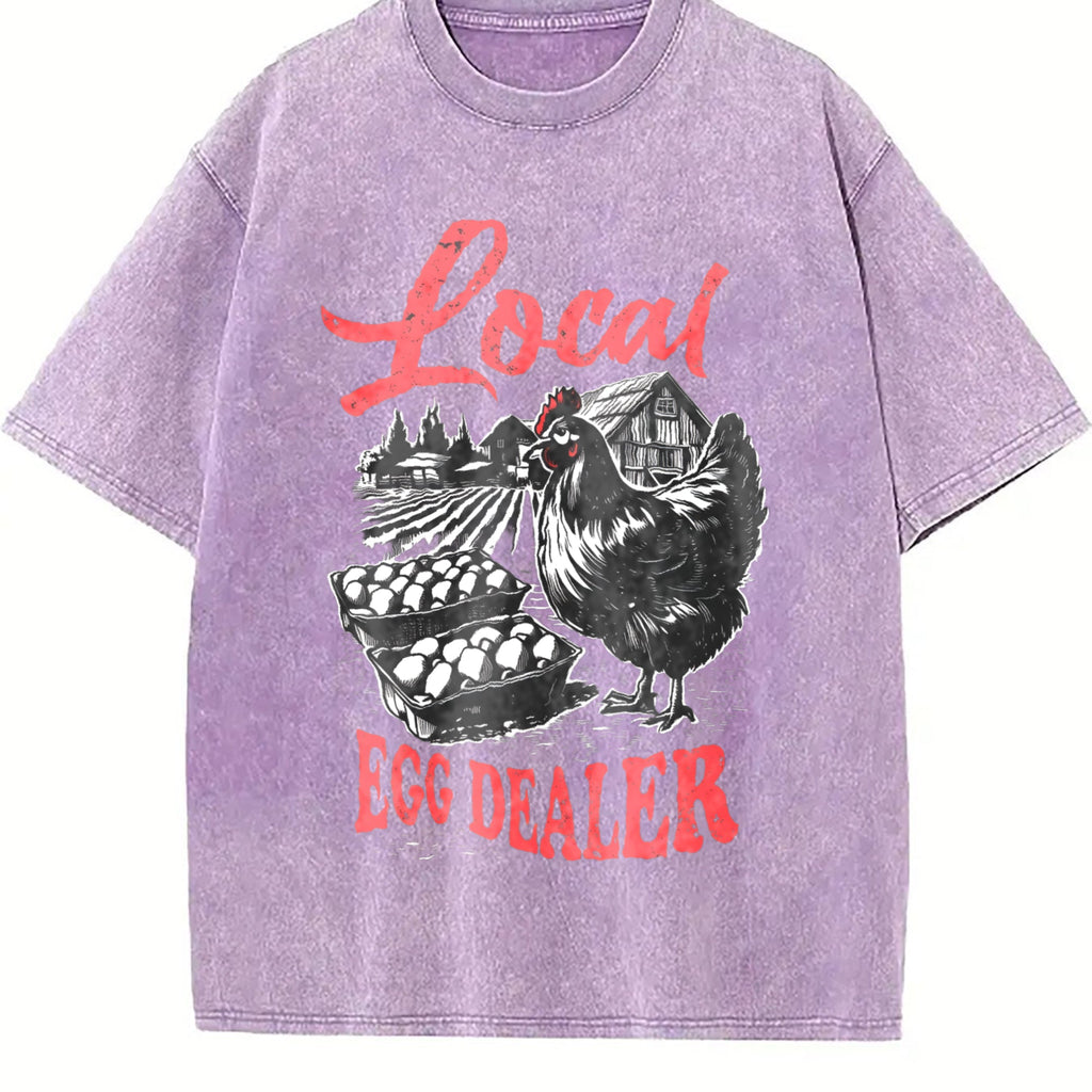 Local Egg Dealer Funny Chicken 90s Vintage Washed T-Shirt product image 6