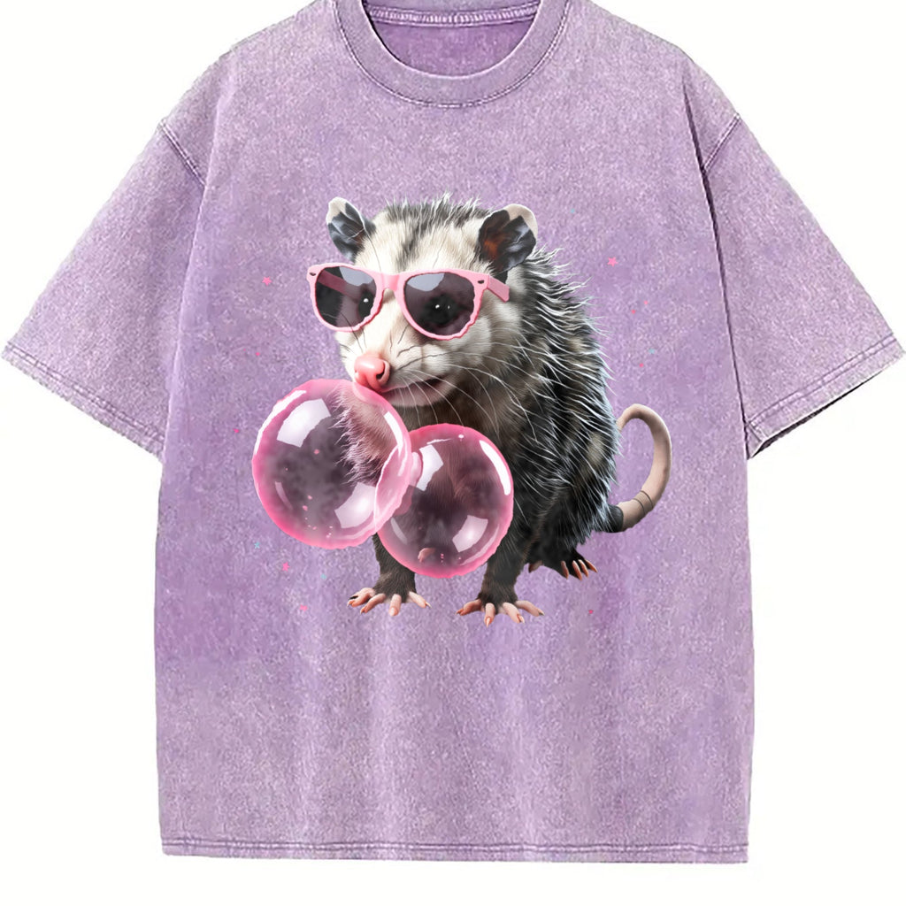 Opossum With Pink Glasses Vintage Washed T-Shirt product image 6
