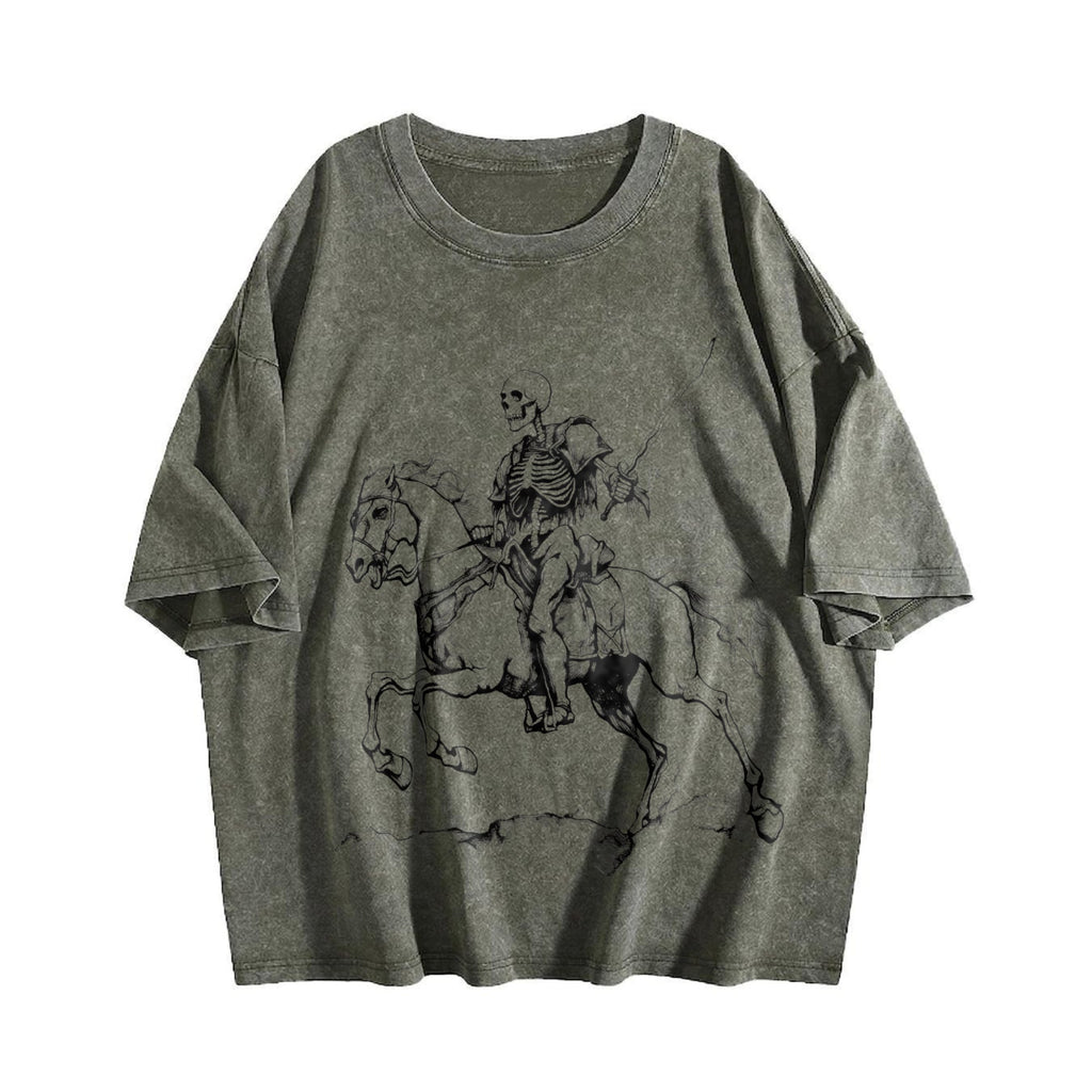 Skeleton Riding Horse 90s Vintage Washed T-Shirt product image 4