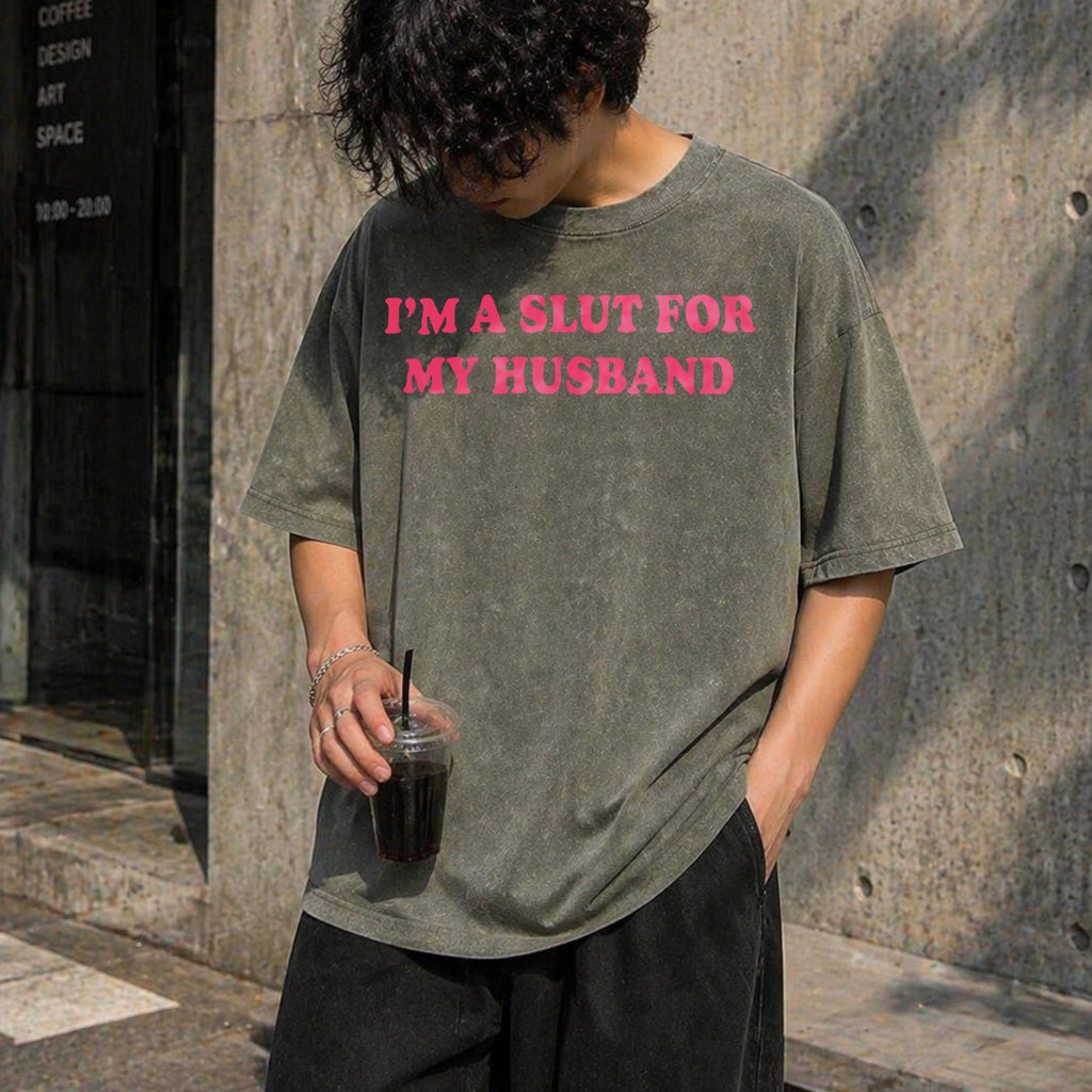 Im A Slut For My Husband Vintage Washed T-Shirt product image 11